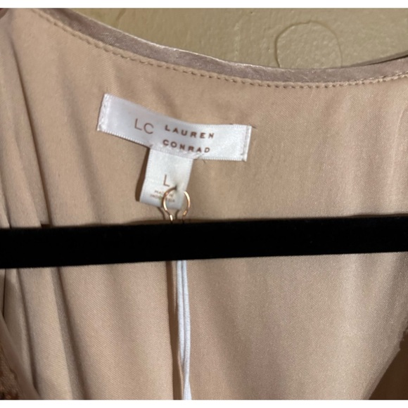 NWT LC Lauren Conrad LS long Sleeve champagne sequin midi dress Large GORGEOUS - Picture 4 of 10